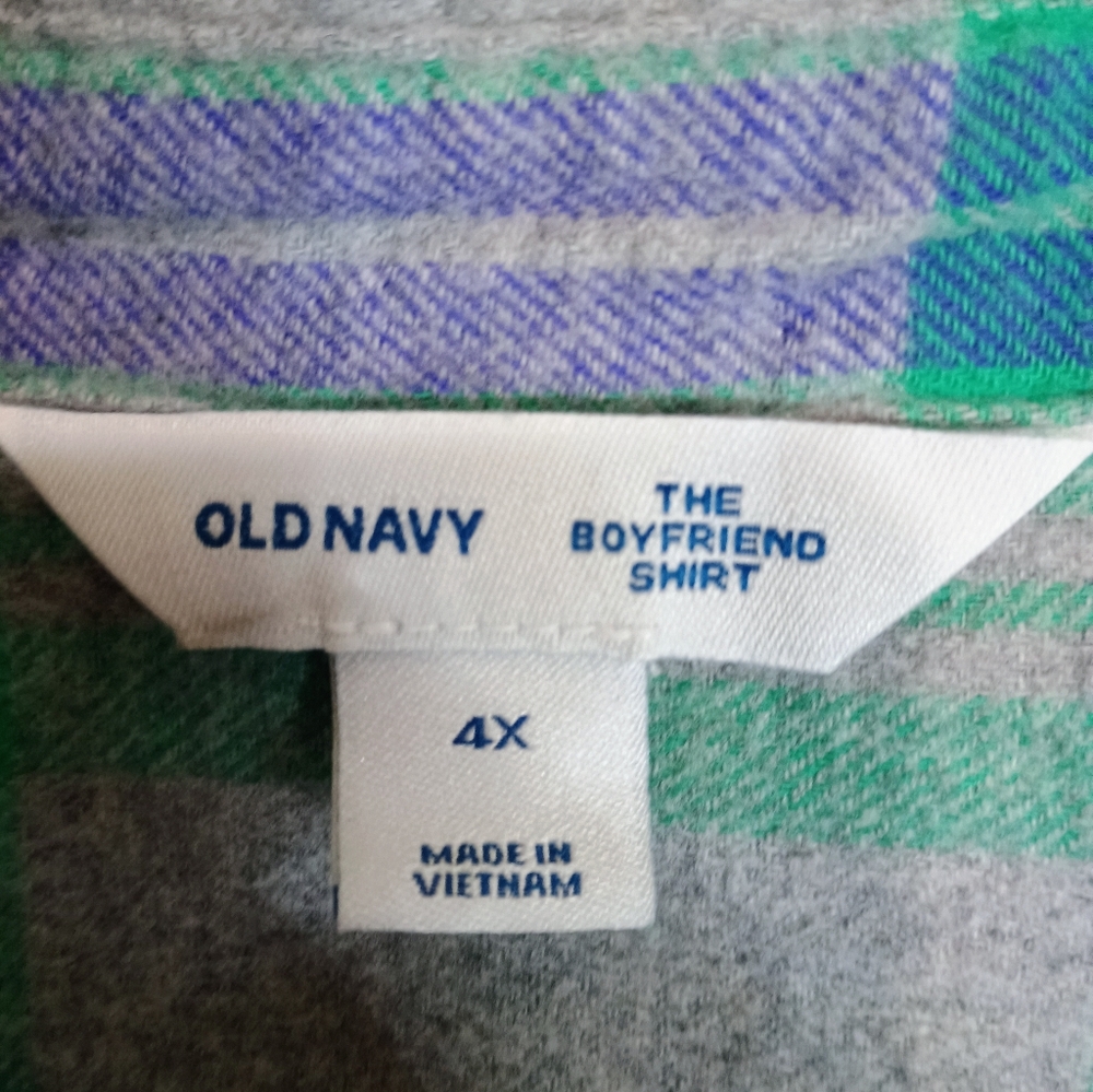 Old Navy Green and Blue Plaid Flannel Shirt Size 4X - Picture 4 of 5